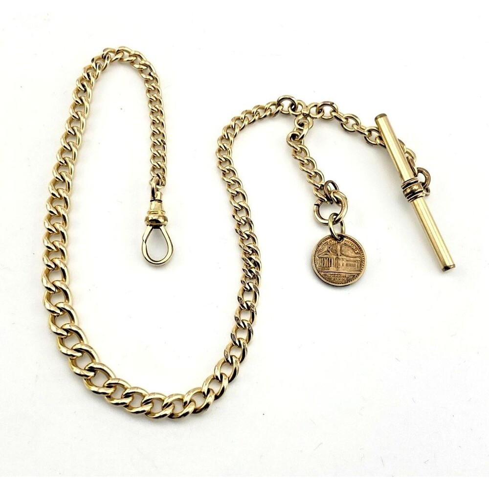 Antique R F Simmons Heavy Gold Filled Albert Watch Chain Soley Token Fob